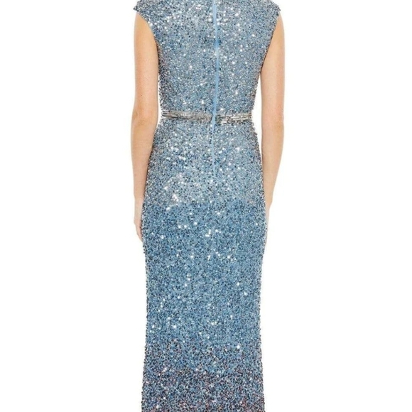 Mac duggal 5489 size 14 Blue Cap Sleeve Ombre Gown NWT  MOB - Picture 3 of 8